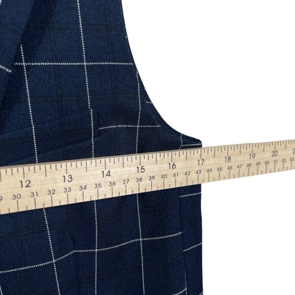 Anthropologie Hutch Longline Vest XXS Blueberry Windowpane Sleeveless Double - Picture 14 of 14